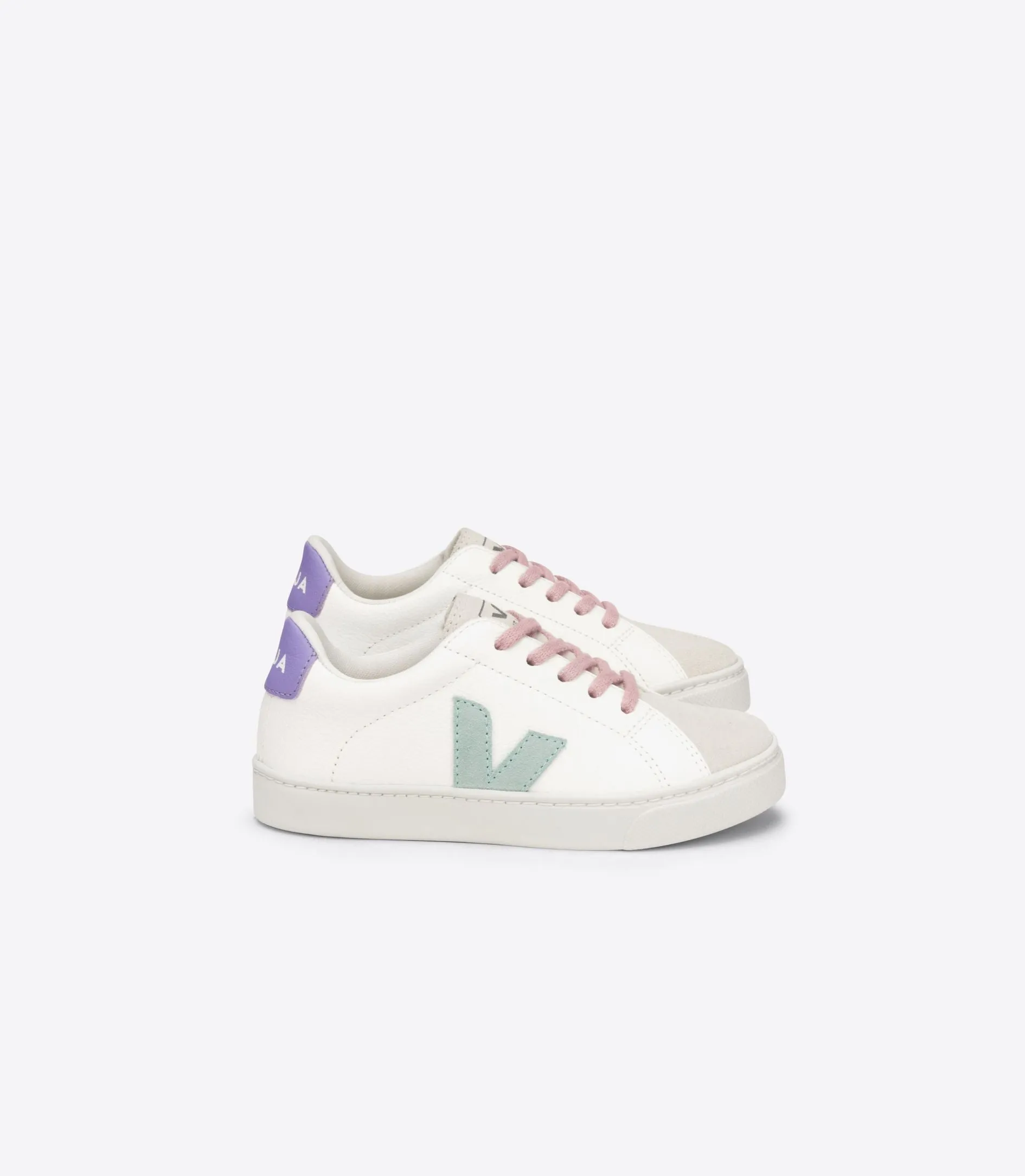 Veja Kids Esplar Laces Chromefree Leather White Matcha Lavande Trainers