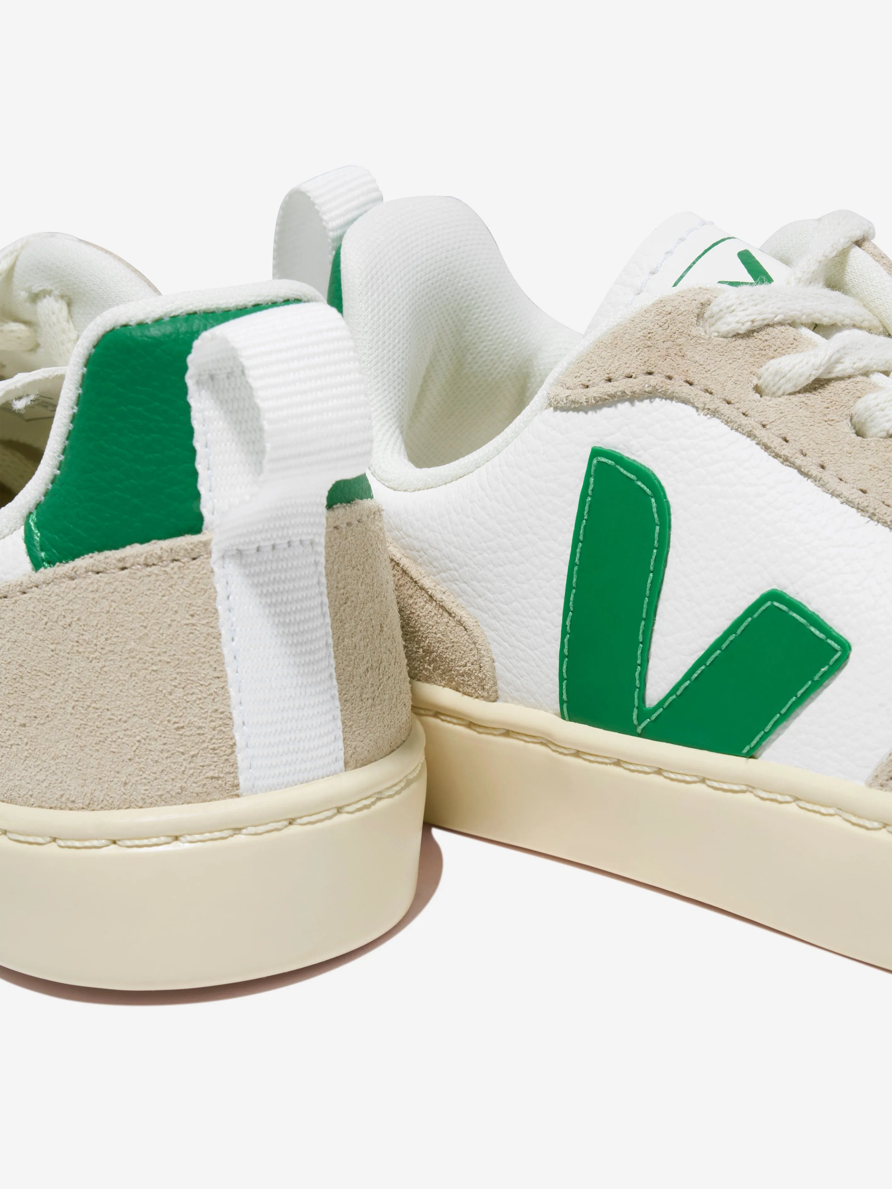 Veja Kids Small V-10 Lace Up Trainers in White