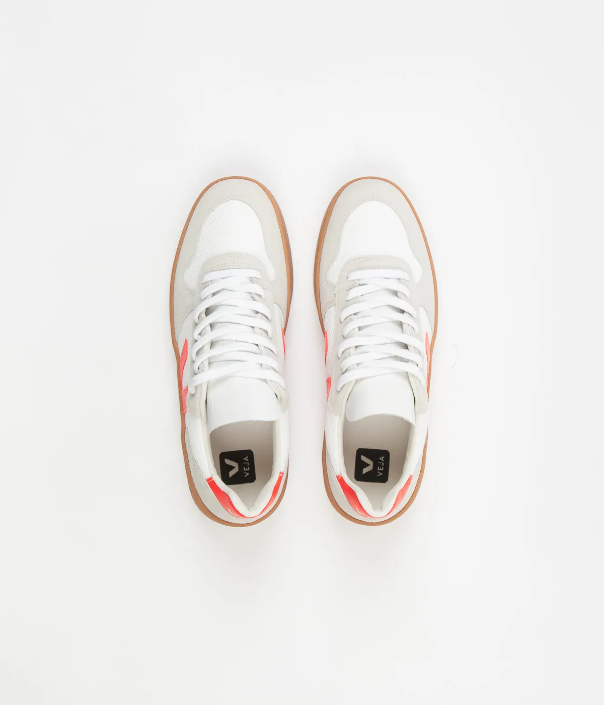 Veja Womens V-10 B-Mesh Shoes - White / Orange Fluoro / Natural