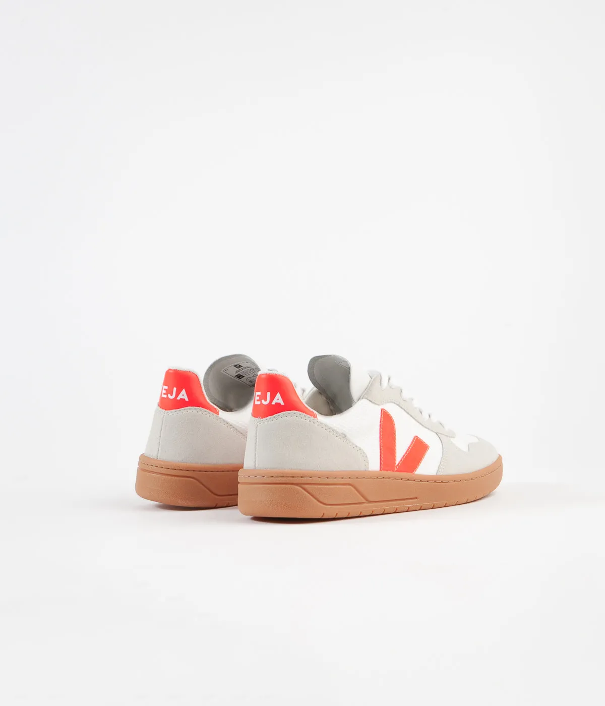 Veja Womens V-10 B-Mesh Shoes - White / Orange Fluoro / Natural