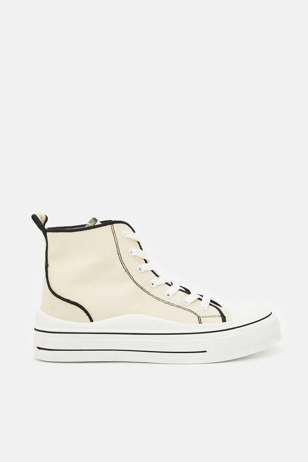 Women Beige Canvas High-top