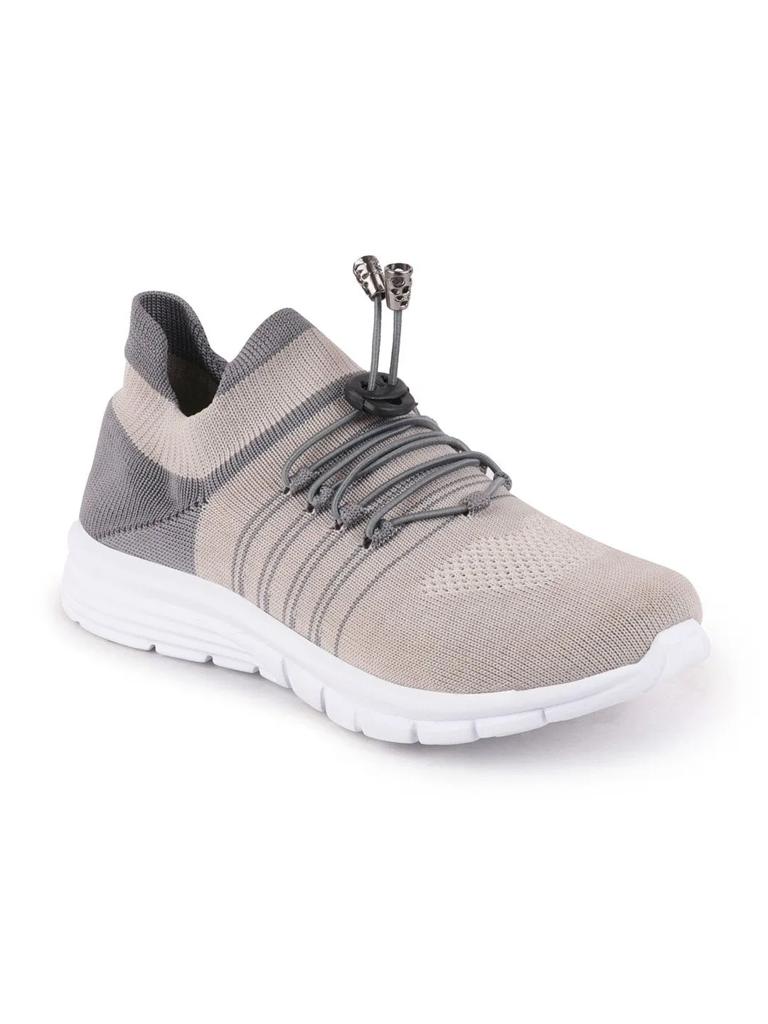 Women Light Grey Sports Lace-Up Outdoor Running Shoes