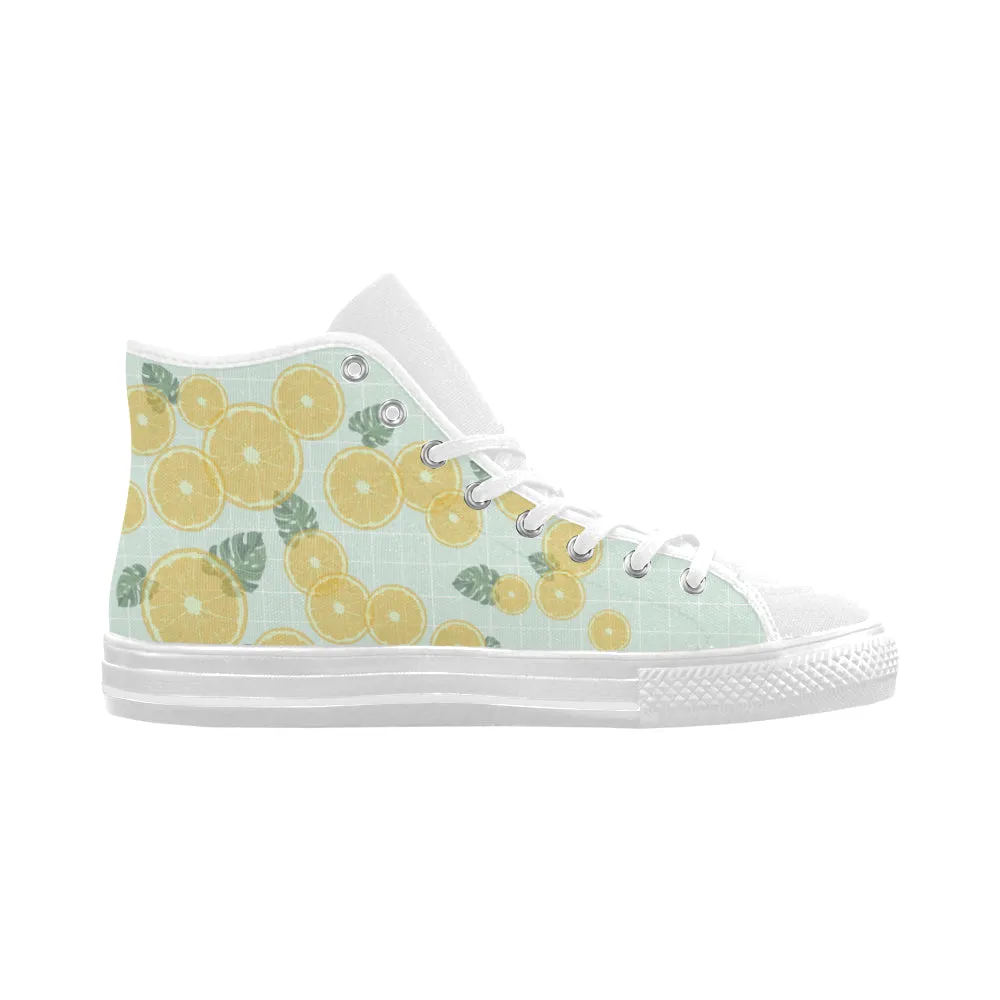 Women's Fizzy Lemons Print High Top Canvas Shoes