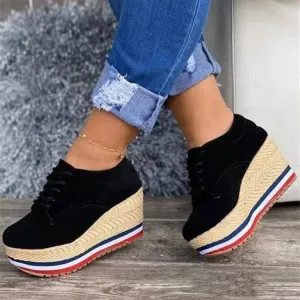 Women's Lace-up Wedge Braided Shoes