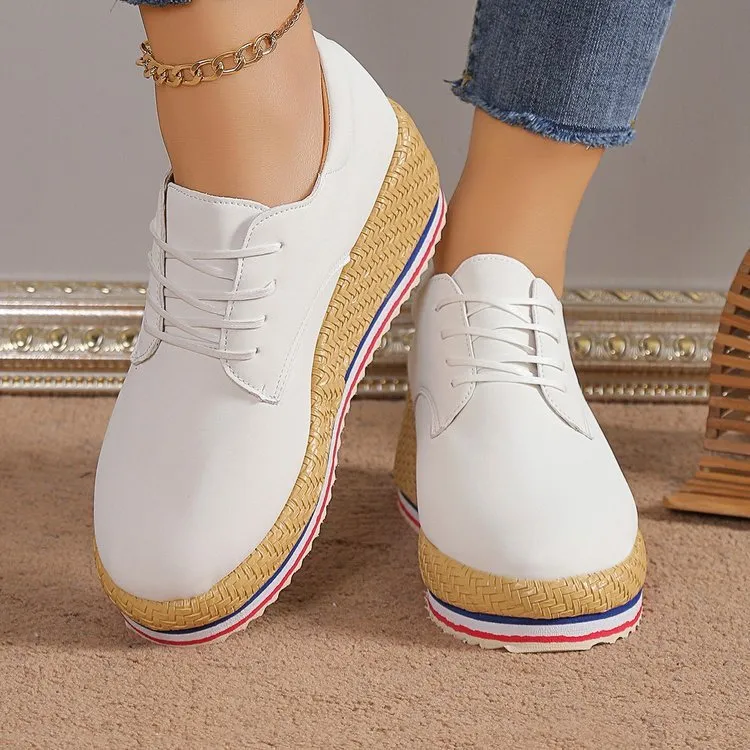 Women's Lace-up Wedge Braided Shoes