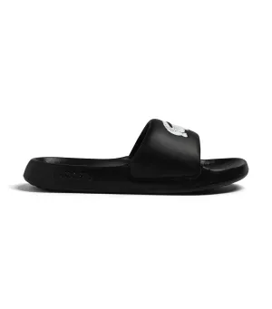 Women's Lacoste Croco 1.0 Synthetic Slides Black/White