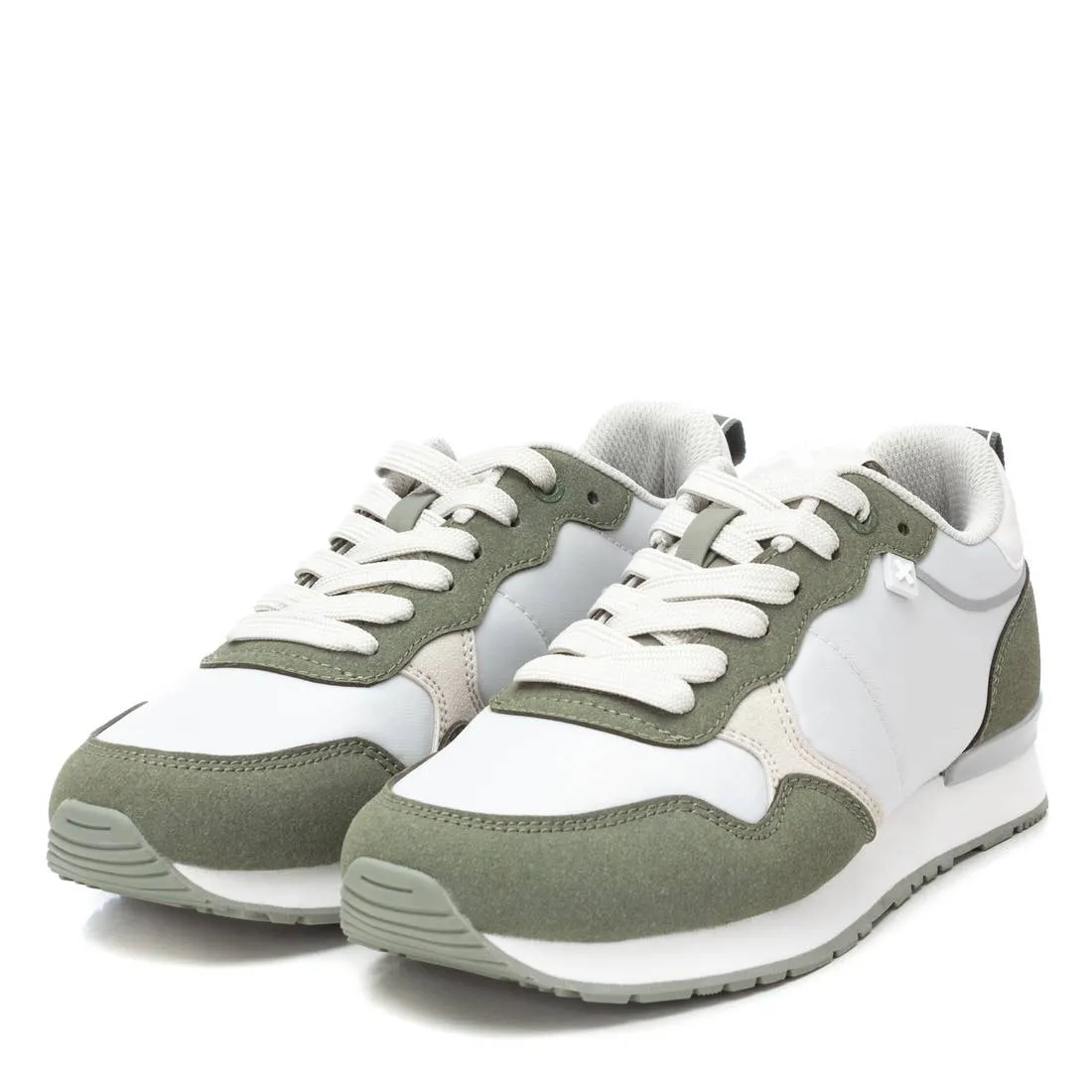 XTI Vegan Certified Runners with Cushioned Insole in White, Olive Green, and Soft Grey