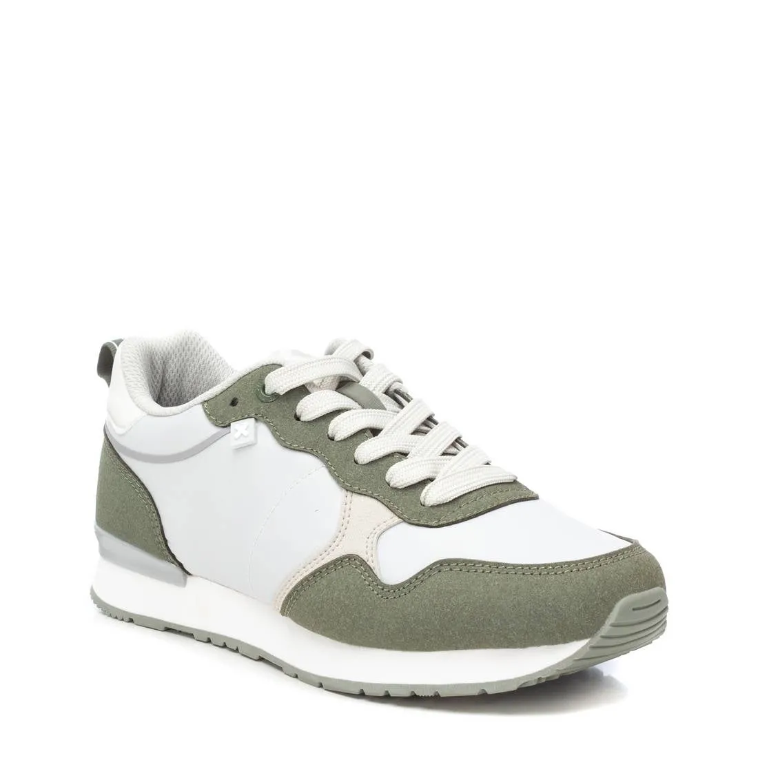 XTI Vegan Certified Runners with Cushioned Insole in White, Olive Green, and Soft Grey