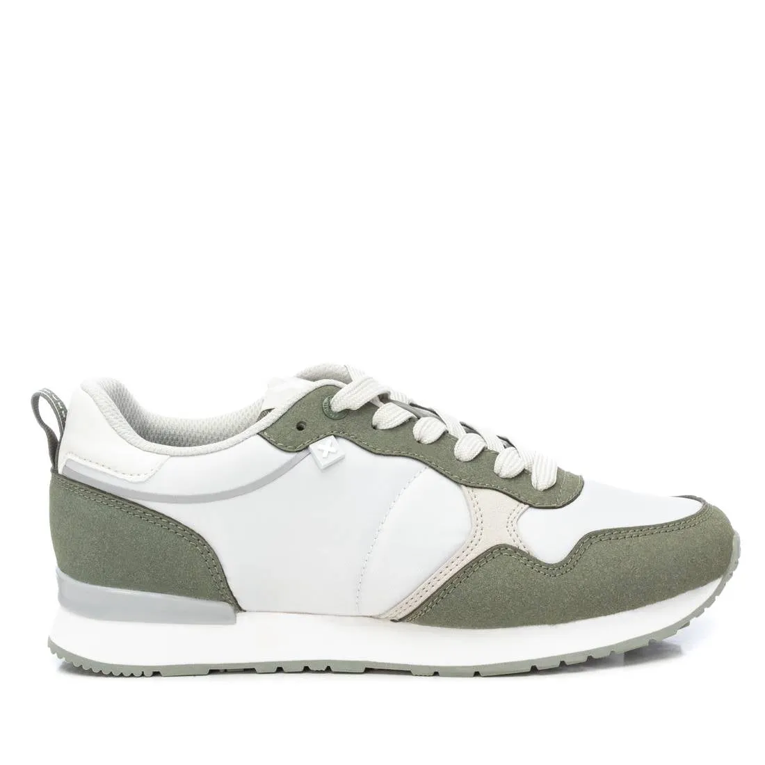 XTI Vegan Certified Runners with Cushioned Insole in White, Olive Green, and Soft Grey