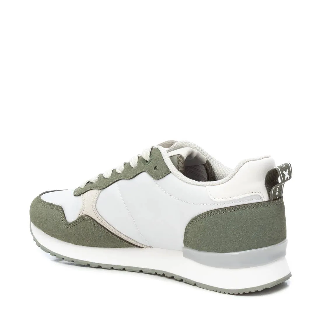 XTI Vegan Certified Runners with Cushioned Insole in White, Olive Green, and Soft Grey